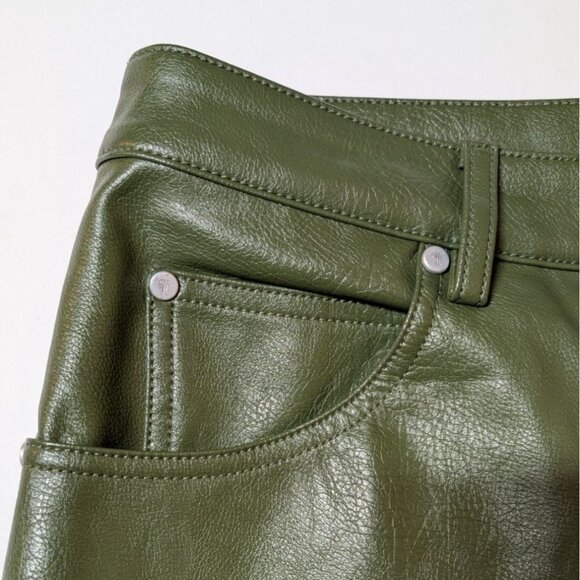 Pilcro The Madi Faux Leather Front Slit Maxi Skirt Anthropologie Army Green Size - Picture 10 of 12